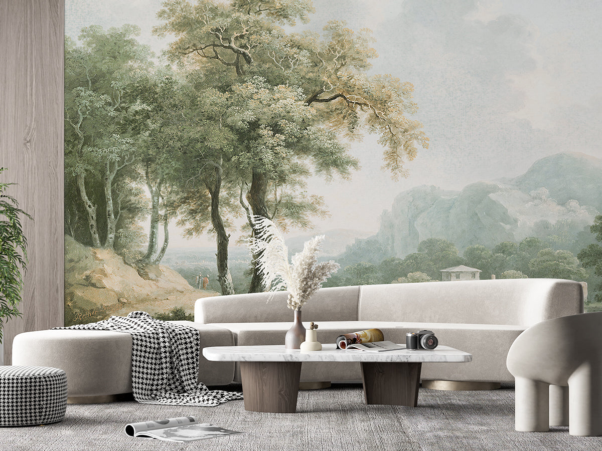 Fixed size:Vintage Forest Lake Deer Landscape Wall Mural Wallpaper